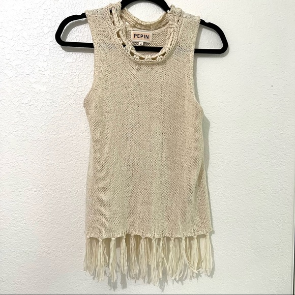 Anthropologie Pepin Boho Fringe Sleeveless Top Size Medium - Picture 4 of 7